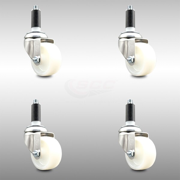 Service Caster 3 Inch 316SS Nylon Wheel Swivel 1-1/8 Inch Expanding Stem Caster Set SCC SCC-SS316EX20S314-NYS-118-4 - main